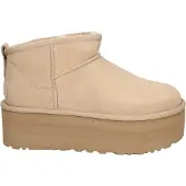 Ugg para mulher. 1135092 Classic Ultra Mini Platform Leather Ankle Boots bege (36), Couro, 3 a 5cm, Nenhum, Casual, Homewear