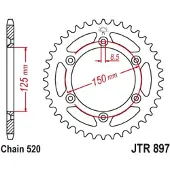 JT Sprockets Roda Dentada Traseira 520 Jtr897.41 Steel