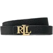 Ralph Lauren para mulher. 412912038001 Cinto de couro reversível com logótipo preto (S), Marrom, Casual, Pele
