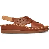 Pikolinos para mulher. W8K-0848C1 Sandálias de cunha em pele Cadaqués castanhas com fecho de correr (39), Couro, Marrom, 3 a 5cm, Velcro, Ca