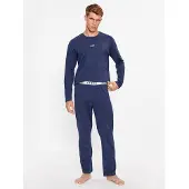 GUESS Pijama comprido 'Derrick' azul escuro / branco