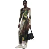 Desigual , Vestido longo de tule, PoliÉSter, Verde, L
