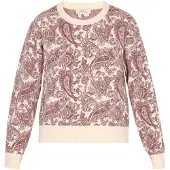Usha Pullover 'Festival' chocolate / taupe / branco lã