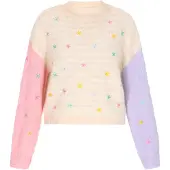 Mymo Pullover bege / roxo claro / cor-de-rosa