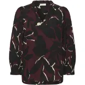 Kaffe Blusa 'Linda' creme / merlot / preto