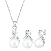 Elli Conjuntos de bijuteria 'Infinity' prata / branco pérola