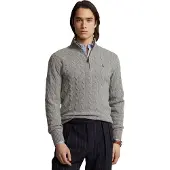 Ralph Lauren para homem. 710876766008 Pulôver de malha cinzento com fecho de correr cinzento (M), Casual, Cinza, Lã