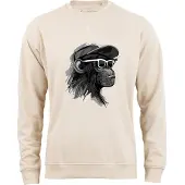 Cotton Prime Sweatshirt 'Cool Monkey mit Brille' bege / grafite / preto / branco