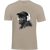 Cotton Prime Camisa 'Monkey mit DJ-Kopfhörer' bege / antracite / branco