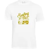 Cotton Prime Camisa 'Surf Time Urlaub Meer Ozean' açafrão / branco