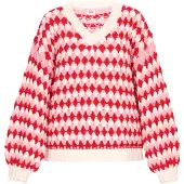 Mymo Pullover 'Young Fashion' creme / cor-de-rosa / vermelho