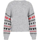 Mymo Pullover 'Young Fashion' cinzento / vermelho / preto