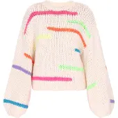 Mymo Pullover amarelo claro / verde claro / laranja escuro / branco lã