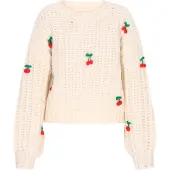 Mymo Pullover 'Young Fashion' verde / vermelho / branco lã