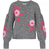 Mymo Pullover oversized cinzento escuro / rosa / cor-de-rosa