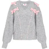 Mymo Pullover oversized cinzento / cor-de-rosa
