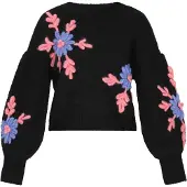 Mymo Pullover oversized azul ganga / rosa escurecido / preto