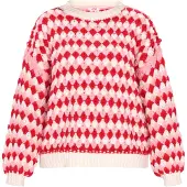 Mymo Pullover cor-de-rosa / vermelho / branco lã