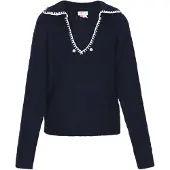 IZIA Pullover navy / branco / branco pérola