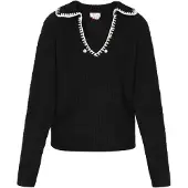 IZIA Pullover preto / branco / branco pérola