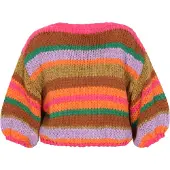 Mymo Pullover oversized castanho / verde / laranja / rosa