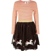 Happy girls Vestido chocolate / ouro / cor-de-rosa / offwhite