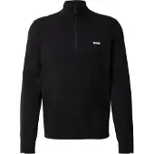BOSS para homem. 50541965 Camisola de gola alta com meio fecho preta (M), Preto, Casual, Algodão