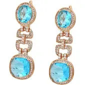 Faina Brincos aqua / ouro rosa