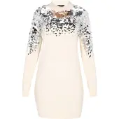Faina Vestido de malha offwhite