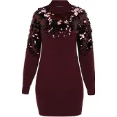 Faina Vestido de malha borgonha