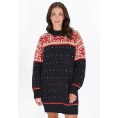 Usha Vestido de malha bege claro / navy / vermelho / branco