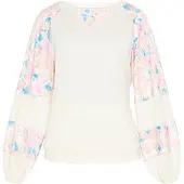 Ebeeza Blusa azul / cor-de-rosa / offwhite