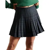 Superdry para mulher. W7210208A Minissaia plissada xadrez preta (XL), Preto, Casual, Poliéster