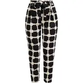 Faina Calças com pregas preto / offwhite
