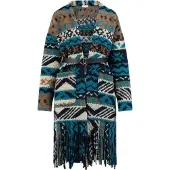 IZIA Casaco de malha turquesa / oliveira / preto / branco