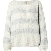 Herrlicher Pullover 'Leena' cinzento claro / verde escuro
