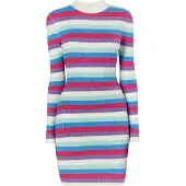 Mymo Vestido de malha bege / azul / roxo / rosa
