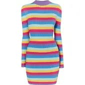 Mymo Vestido de malha 'Biany' azure / limão / roxo / vermelho sangue