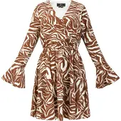 Faina Vestido castanho escuro / branco
