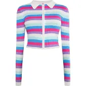 Mymo Casaco de malha 'Blonda' azure / roxo / cyclam / branco