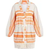 IZIA Kimono laranja / branco natural