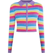Mymo Casaco de malha 'Blonda' azul / amarelo / lilás / rosa