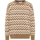 Usha Pullover 'Rakata' bege / castanho claro / acastanhado / branco