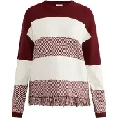 Usha Pullover 'Carnea' bordeaux / branco