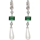 NAEMI Brincos verde / prata / transparente / branco pérola