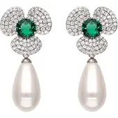 Faina Brincos verde / transparente / branco pérola