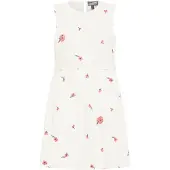 Dreimaster Vestido de verão verde / vermelho florescente / branco lã