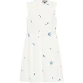 Dreimaster Vestido de verão azul claro / verde escuro / branco lã