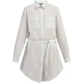 Dreimaster Vestido azul claro / ouro / offwhite