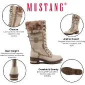 Mustang Bota com atacadores bege